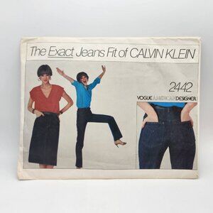 Vogue 2442 Calvin Klein Exact Fit Jeans & Skirt Pattern Size 10 Vintage 1985